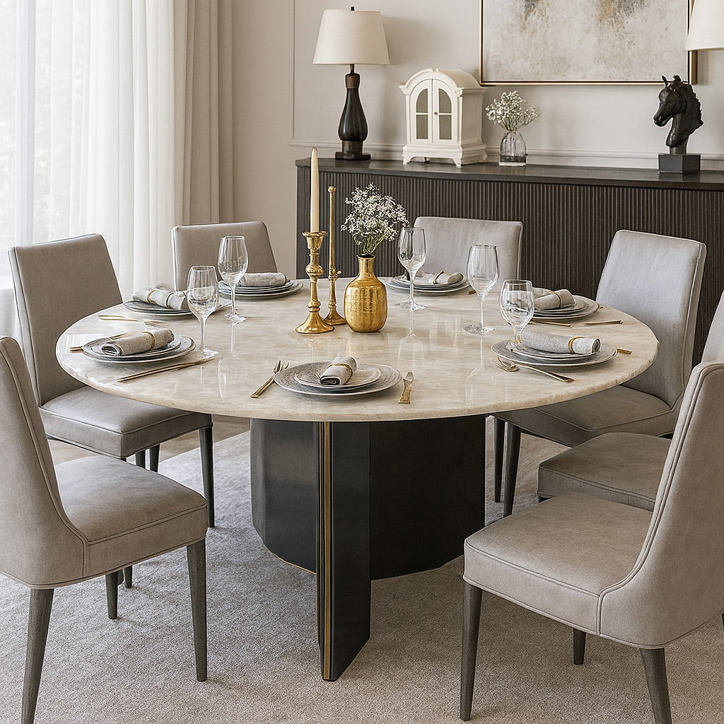 1.5m DIA Round Dining Table - Onyx Stone