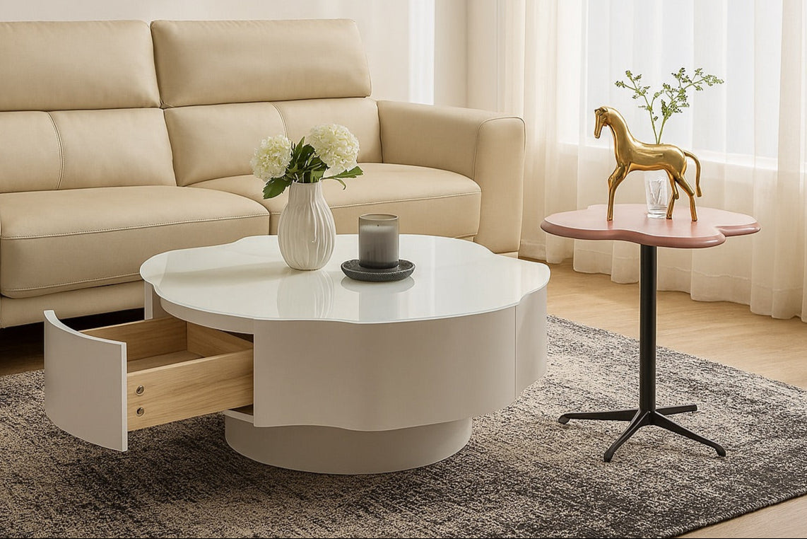 2pc Floral Swivel Coffee Table