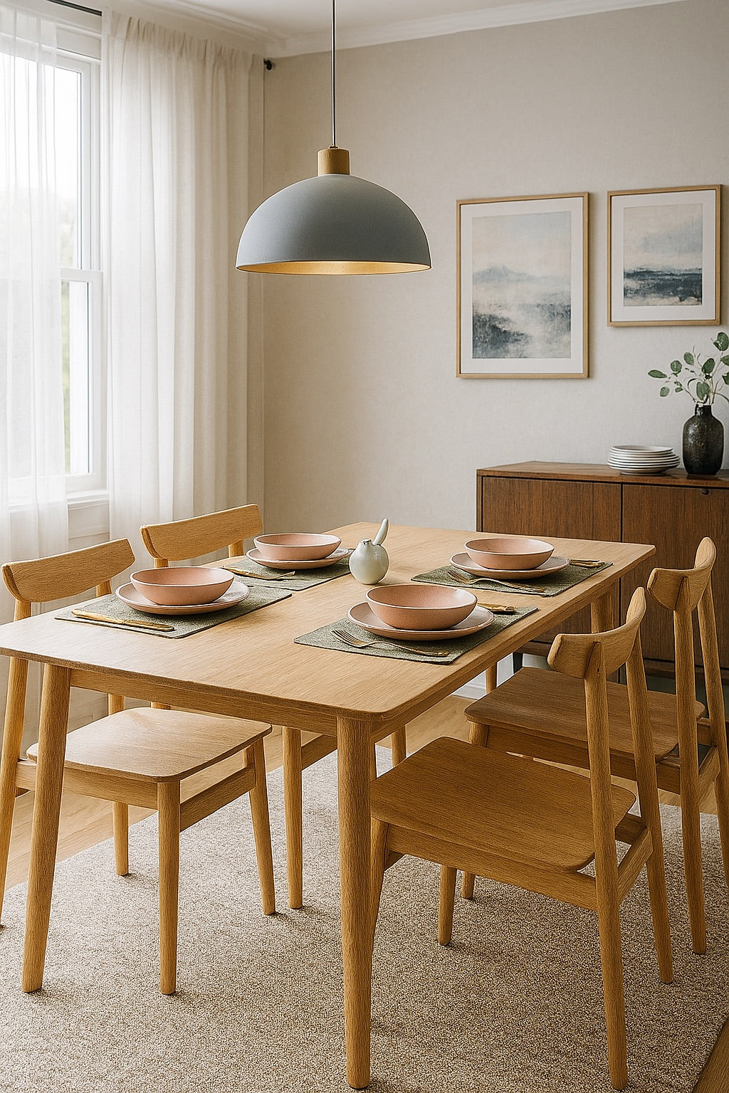 1.5m Beech Dining Table – Solid Beech Wood (5-Piece Set)