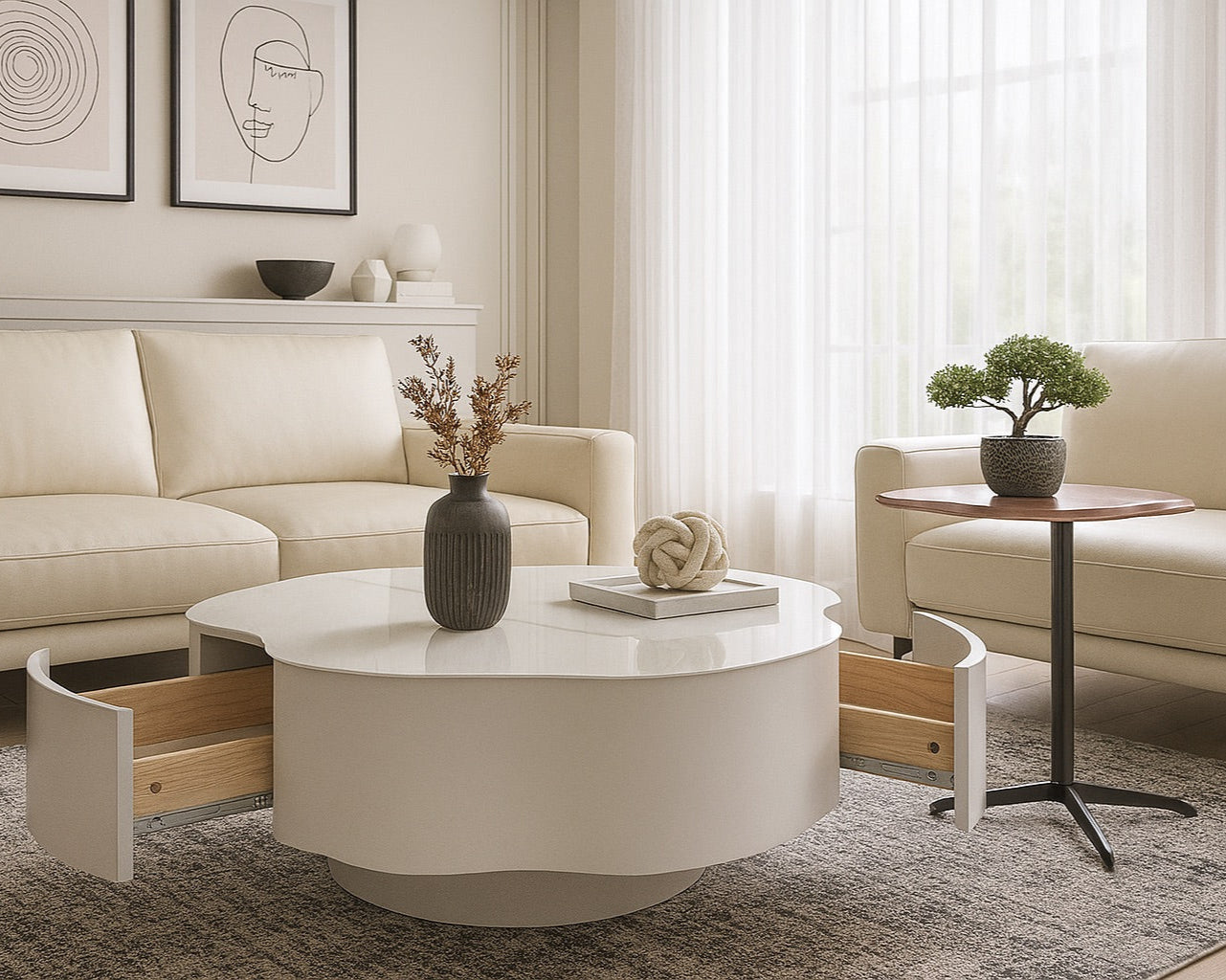 2pc Floral Swivel Coffee Table