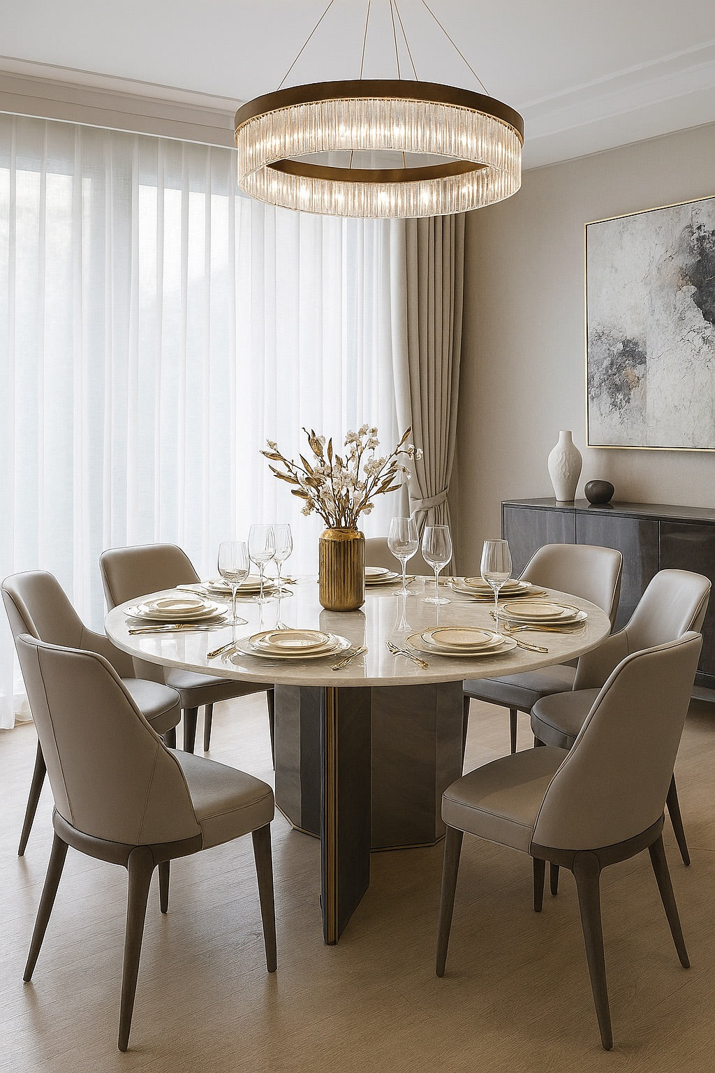 1.5m DIA Round Dining Table - Onyx Stone
