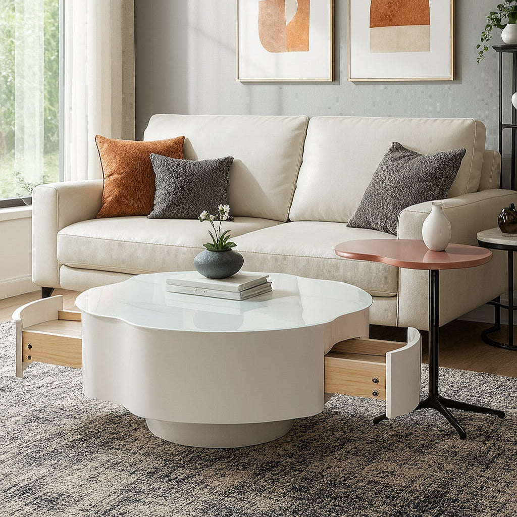 2pc Floral Swivel Coffee Table