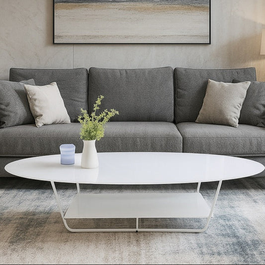 White Tempered Glass Coffee Table