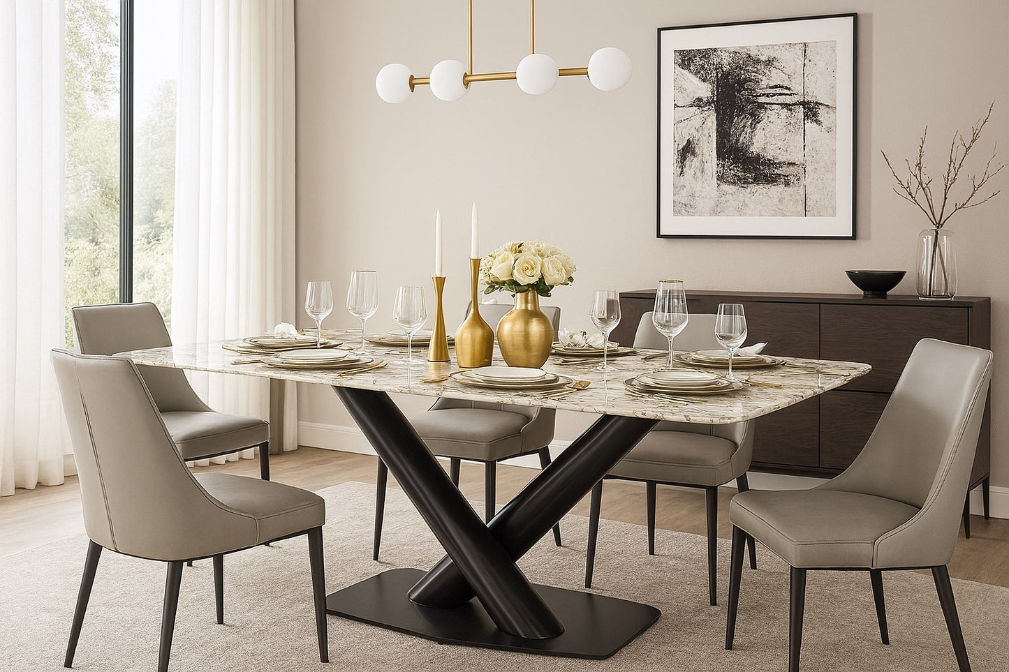1.6m Siena Dining Table – Luxury Stone