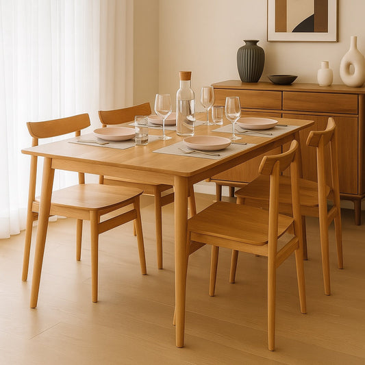 1.5m Beech Dining Table – Solid Beech Wood (5-Piece Set)