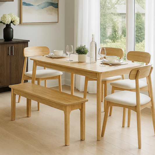 1.3m Oak Dining Table – Solid Oak (5-Piece Set)